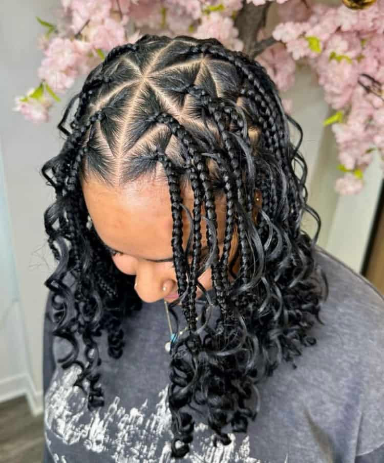 Geometric Parting Bob With Curly Finish Geometric Parting Bob With Curly Finish — Bob Knotless Braids 2027