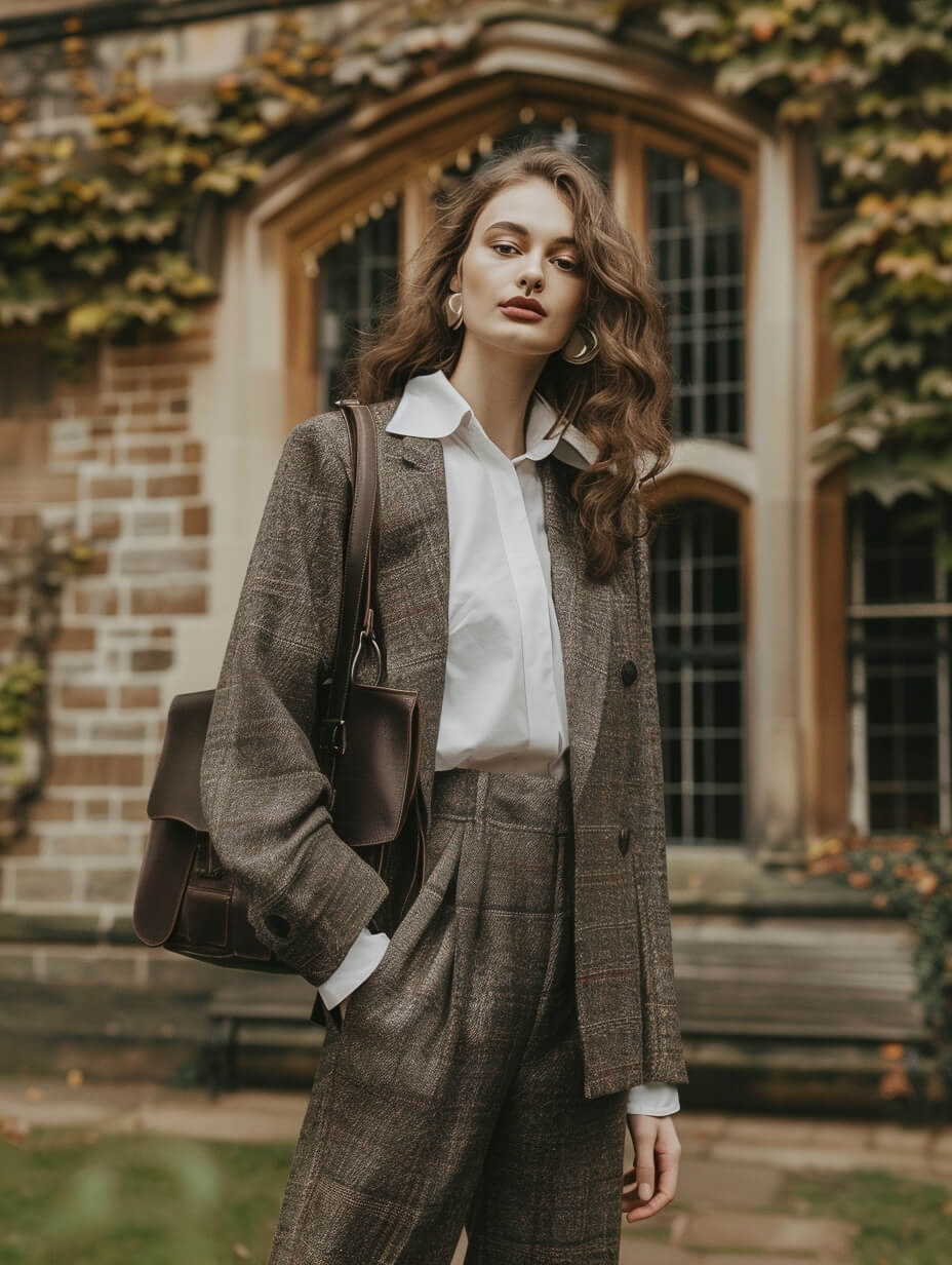 Dark Academia Plaid Blazer and Trousers Suit Dark Academia Plaid Blazer and Trousers Suit — Aesthetic Outfits 2027