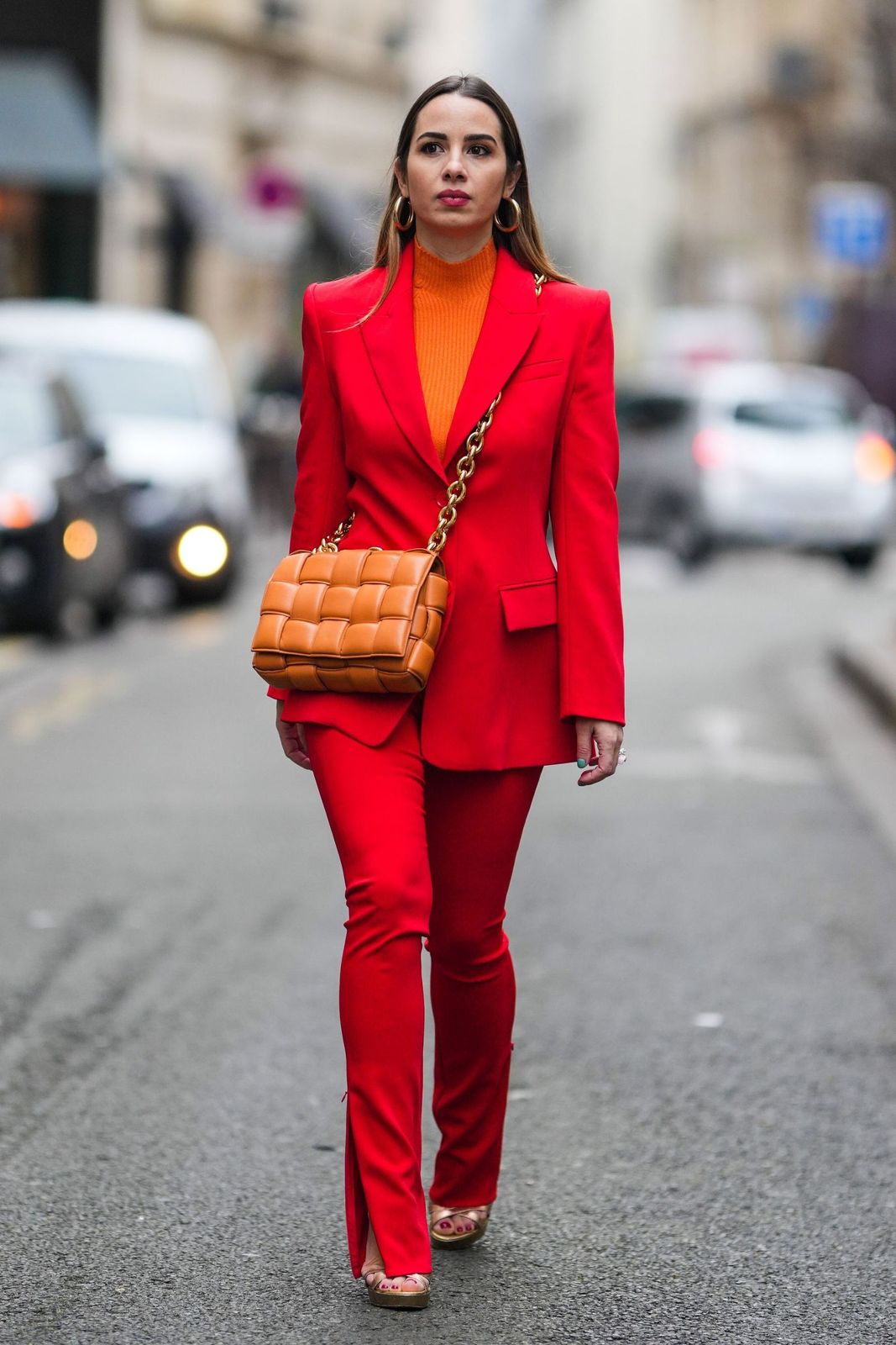 Bold Red Suit with Orange Turtleneck for Street Style Bold Red Suit with Orange Turtleneck for Street Style — Red Outfits 2027