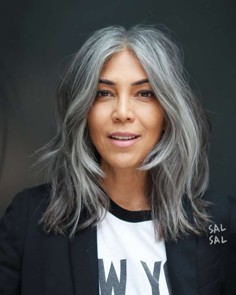Shoulder Grey Shag Air-Dried Shoulder Grey Shag Air-Dried — Medium Haircuts 2027
