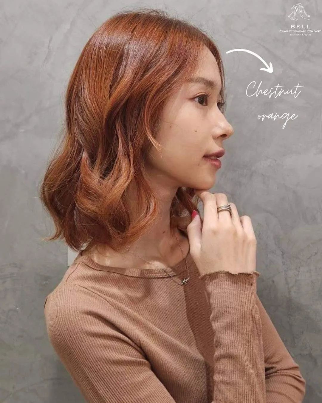 Wavy Chin Bob in Chestnut Orange — Y2K Hair Color 2027