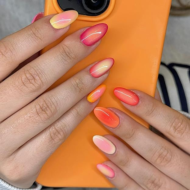 Sunset Gradient Almond Nails Sunset Gradient Almond Nails — Bright Summer Nails 2027