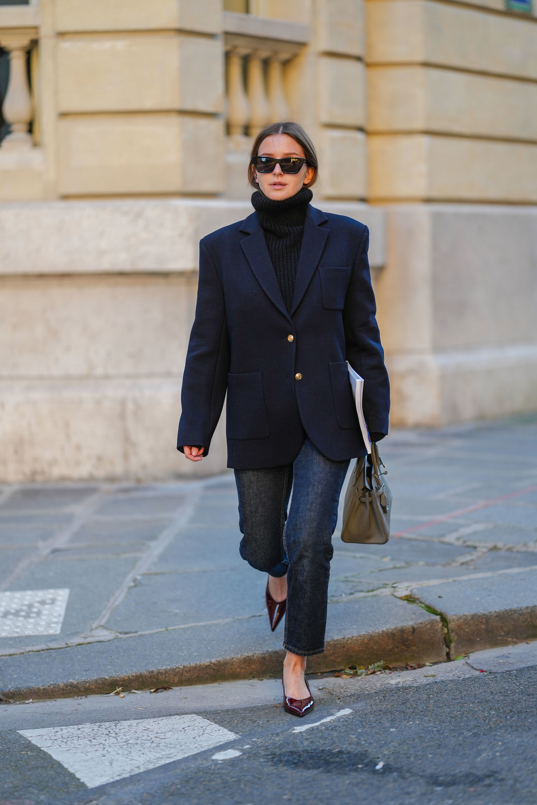 Sophisticated City Look: Navy Blazer and Turtleneck Combo — Spring Capsule Wardrobe 2027
