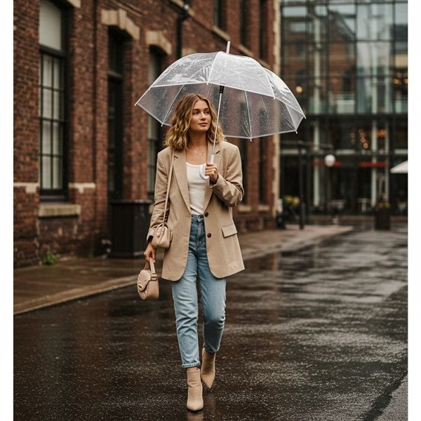 Blazer and Jeans: Casual Chic for a Drizzly Afternoon Blazer and Jeans: Casual Chic for a Drizzly Afternoon — Rainy Day Outfits 2027