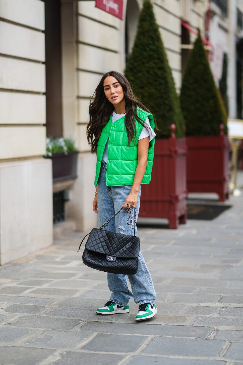 Pop of Color: Bright Green Puffer Vest with Baggy Denim Pop of Color: Bright Green Puffer Vest with Baggy Denim — Puffer Vest Outfits 2027