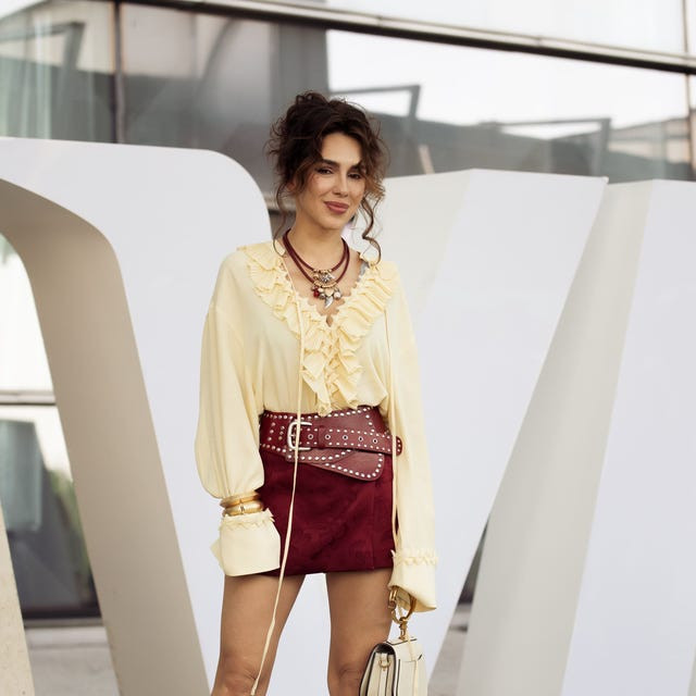 Boho Ruffle Top Paired with Suede Mini Skirt for a Textured Casual Look Boho Ruffle Top Paired with Suede Mini Skirt for a Textured Casual Look — Ruffle Top Outfits 2027