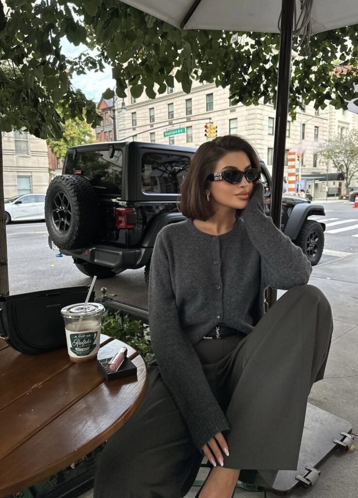 Relaxed Grey Neutrals: Cozy Cardigan and Wide-Leg Trousers — Nice Outfits 2027