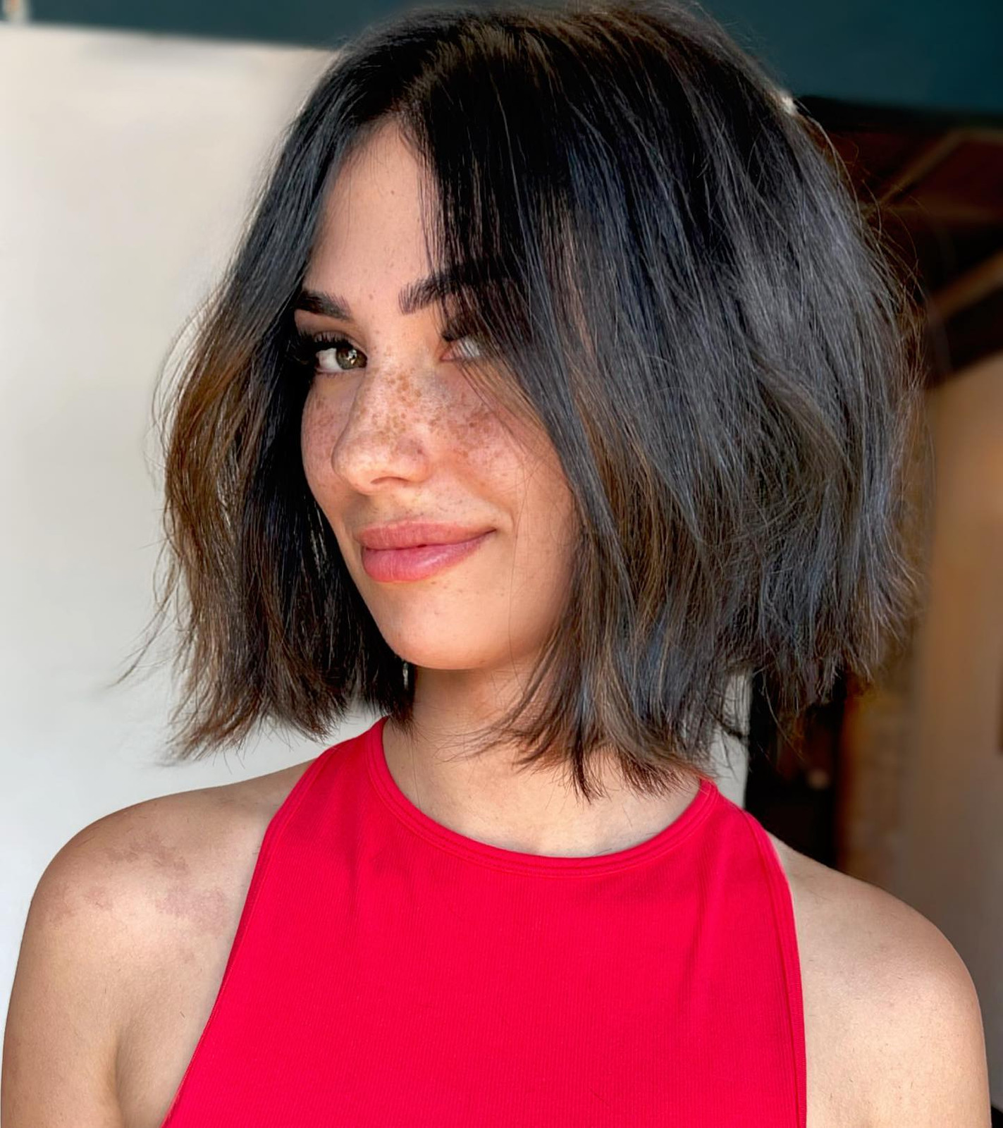 Textured Bob With Subtle Warm Brown Textured Bob With Subtle Warm Brown — Hair Color 2027 for Brown Eyes