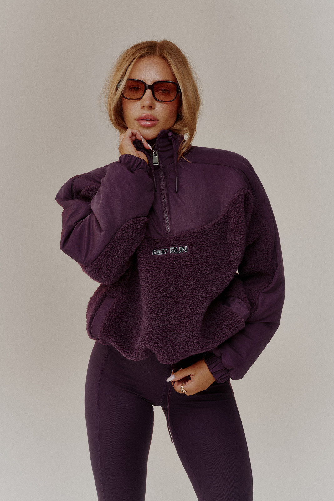 Deep Purple Cropped Fleece Jacket with Leggings Deep Purple Cropped Fleece Jacket with Leggings — Fleece Outfits 2027