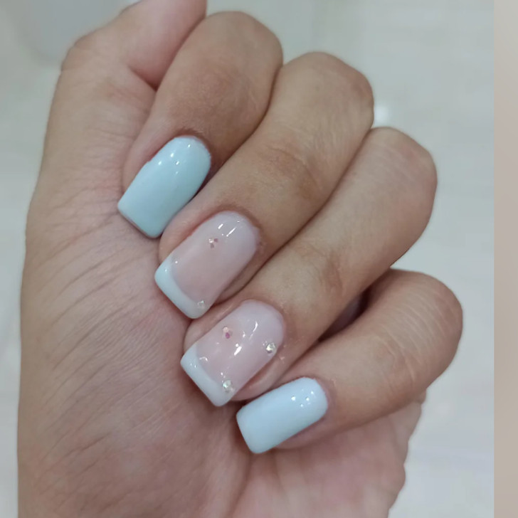 Light Blue & Rhinestone French Light Blue & Rhinestone French — Coachella Nails 2027