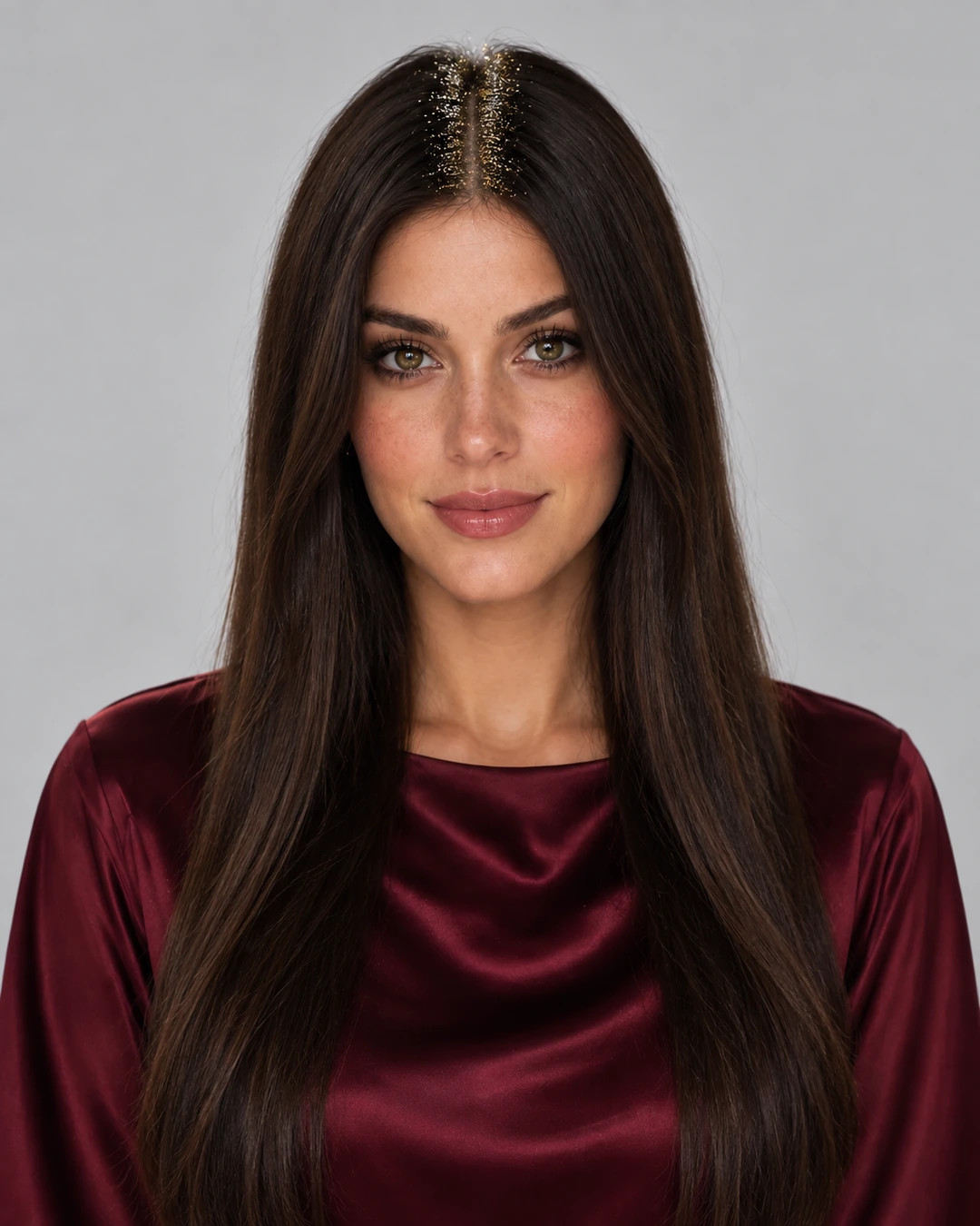 Dark Brown Base With Glitter Root Visual Idea — Y2K Hair Color 2027