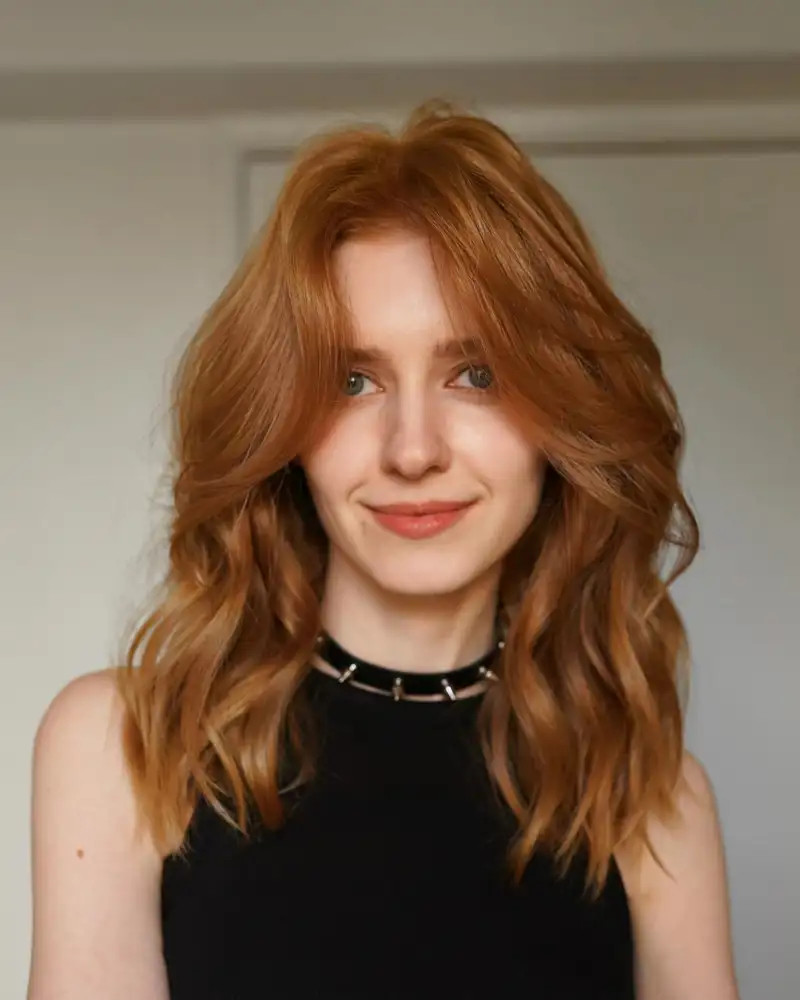 Copper Red Layered Lob with Loose Waves — Hairstyles 2027 for Thin Hair