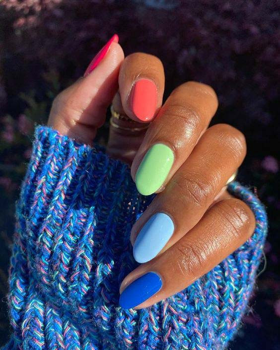 Vibrant Mix Solid Color Square Nails Vibrant Mix Solid Color Square Nails — Mom Nails 2027