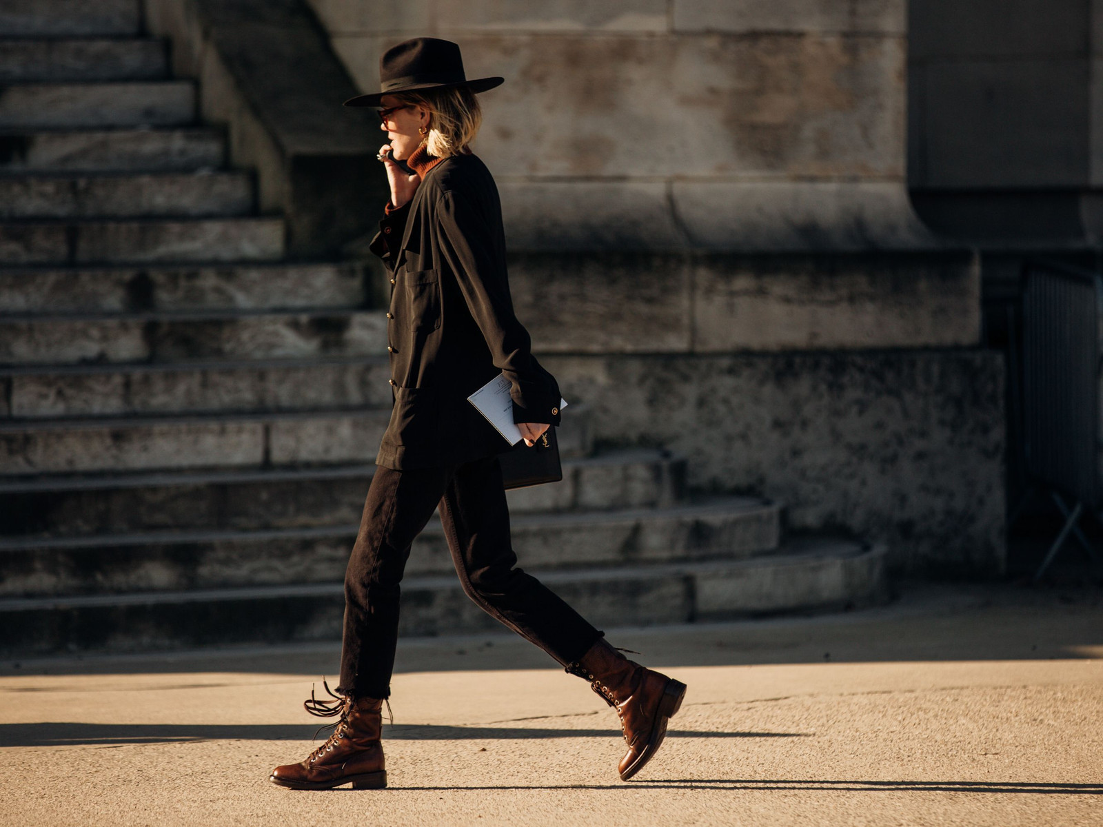 Parisian Street Style with Brown Combat Boots and Fedora Parisian Street Style with Brown Combat Boots and Fedora — Combat Boots Outfits 2027