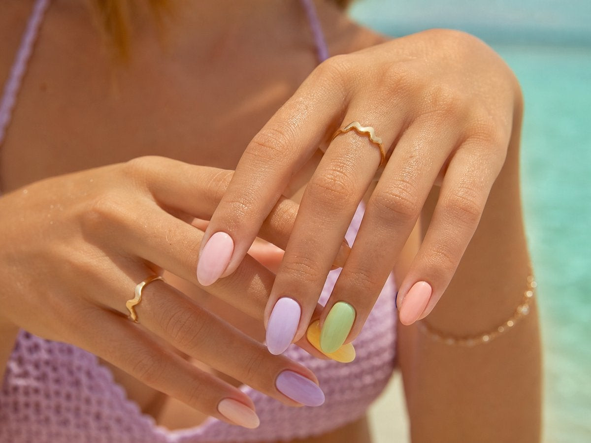 Short Oval Rainbow Pastel Nails Short Oval Rainbow Pastel Nails — Pastel Nails 2027 for Pale Skin