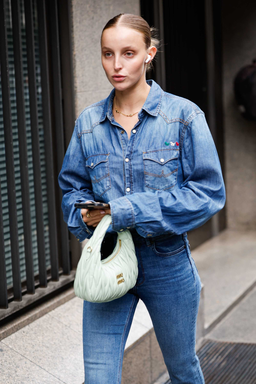 Denim Duo with a Pop of Mint Green Denim Duo with a Pop of Mint Green — Skinny Jeans Outfits 2027