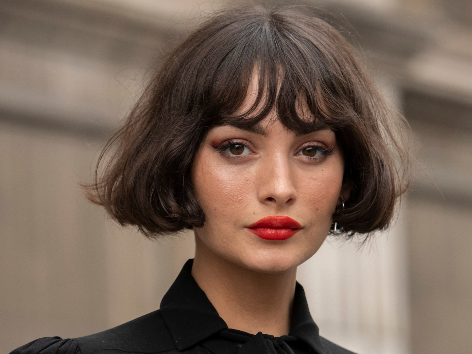 Dark Brown Chin Bob With Curtain Bangs Dark Brown Chin Bob With Curtain Bangs — Boyfriend Bob 2027