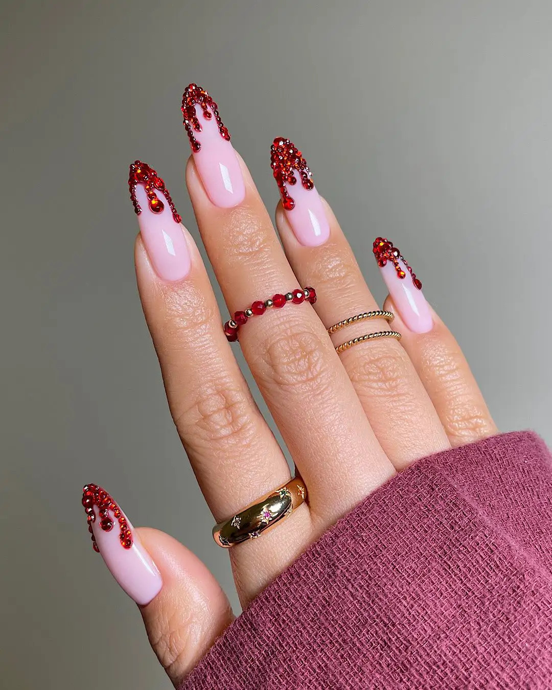 Glossy With Rhinestone Embellishments Visual Idea — Girls Night Nails 2027