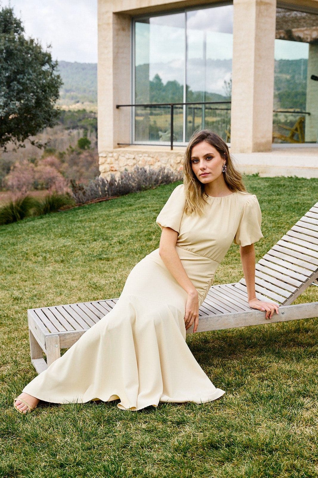 Cream Mermaid Maxi Dress with Puff Sleeves Cream Mermaid Maxi Dress with Puff Sleeves — Graduation Outfits 2027