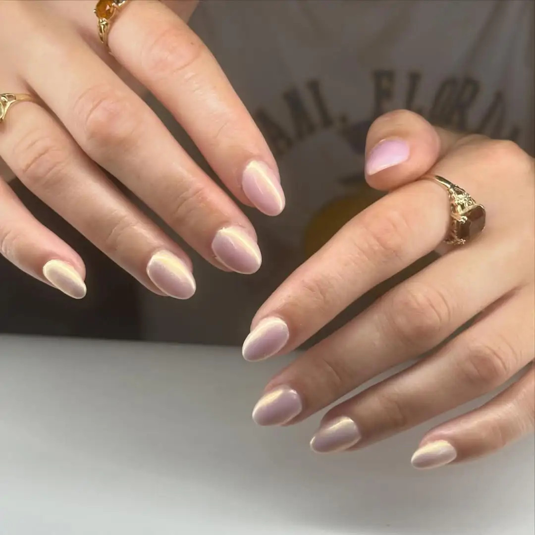 None Pearlescent Iridescent Pale Pink Nails None Pearlescent Iridescent Pale Pink Nails — Bridesmaid Nails Pink 2027