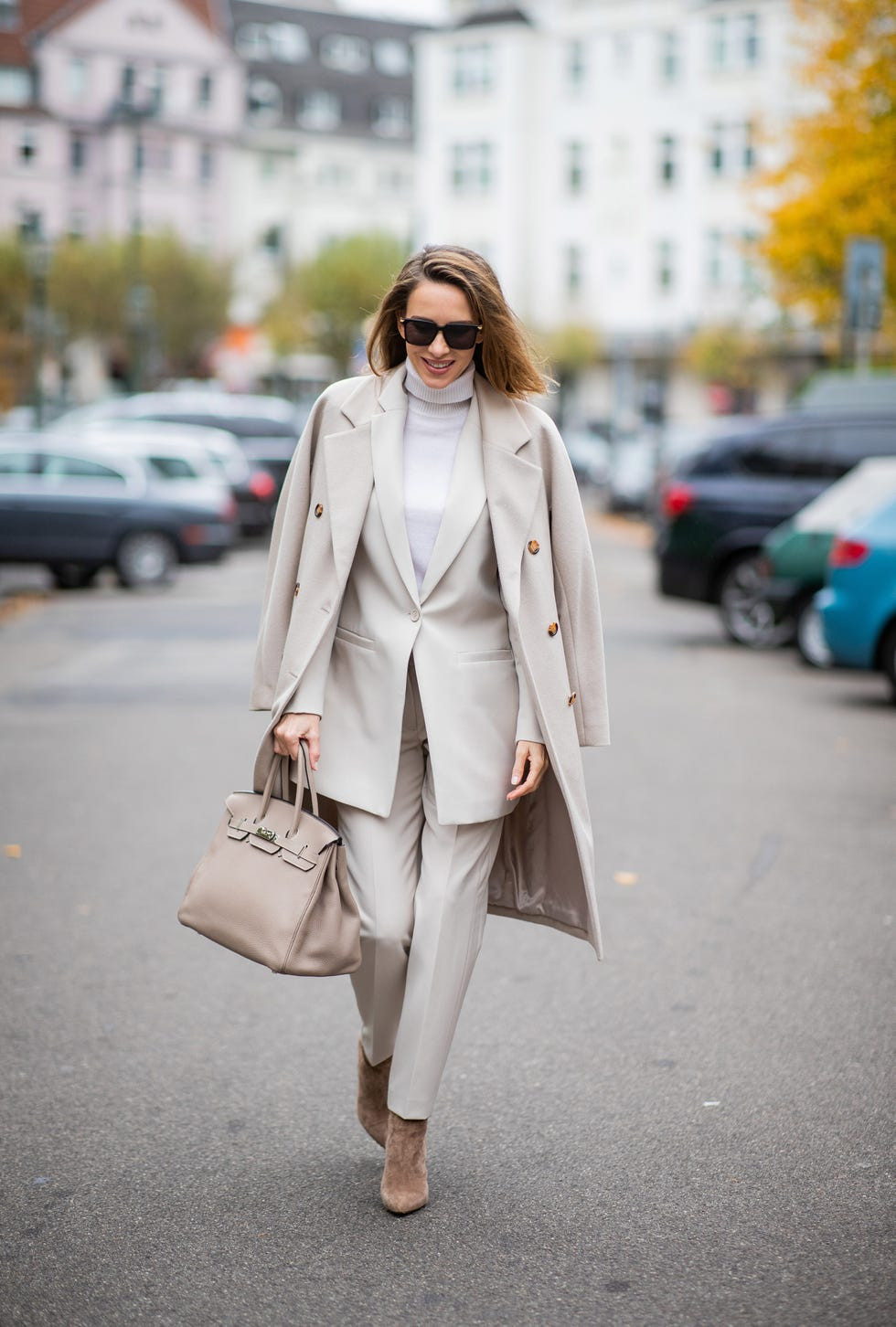Sophisticated Cream Suit with Matching Draped Coat Sophisticated Cream Suit with Matching Draped Coat — Cream Outfits 2027