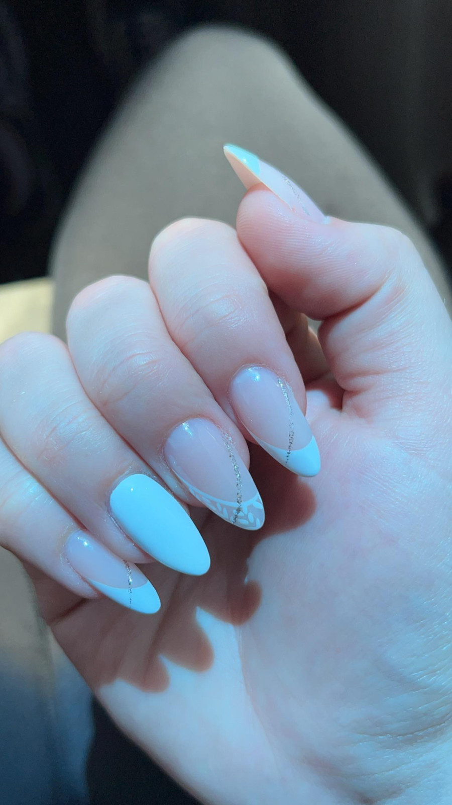 Sheer Pink French With Light Blue Accent Sheer Pink French With Light Blue Accent — Graduation Nails 2027
