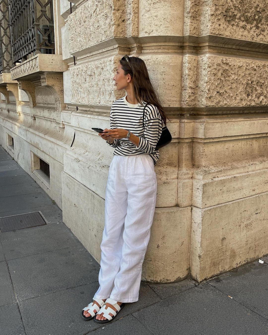 Chic Black and White Stripes with Wide-Leg Linen Trousers Chic Black and White Stripes with Wide-Leg Linen Trousers — Everyday Outfits 2027
