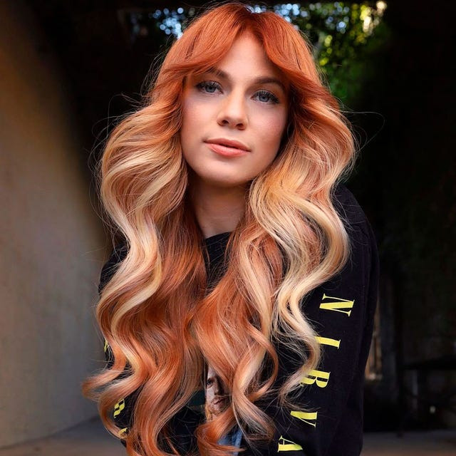 Copper Balayage With Curtain Bangs — Low Maintenance Hair Color 2027