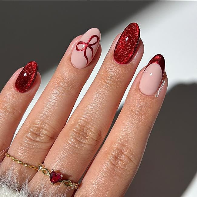 Red Bow Motif Red French Tips Visual Idea — Nail Designs 2027