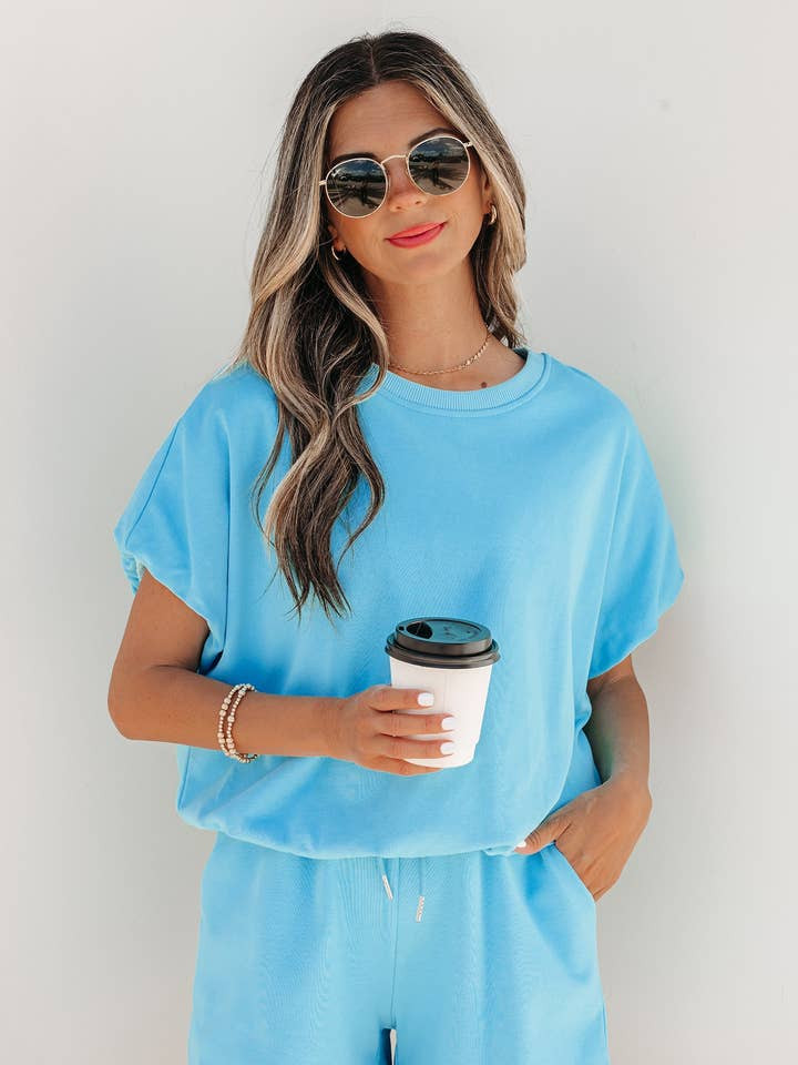 Bright Blue Oversized Tee and Shorts Set Bright Blue Oversized Tee and Shorts Set — Sky Blue Outfits 2027