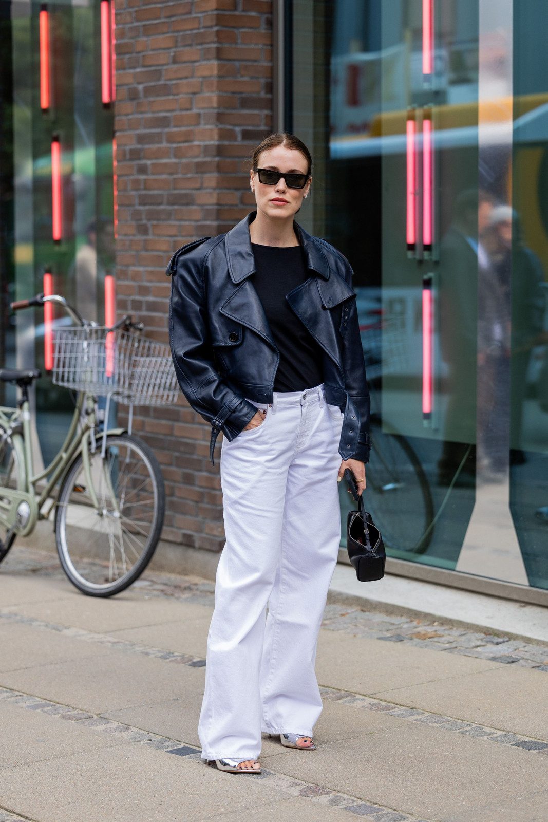 Streetwear Edge: White Wide-Leg Jeans with Leather Jacket Streetwear Edge: White Wide-Leg Jeans with Leather Jacket — White Jeans Outfits 2027