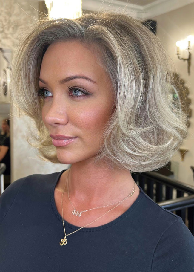 Voluminous Ash Blonde Bob With Soft Layers Voluminous Ash Blonde Bob With Soft Layers — Old Money Bob 2027