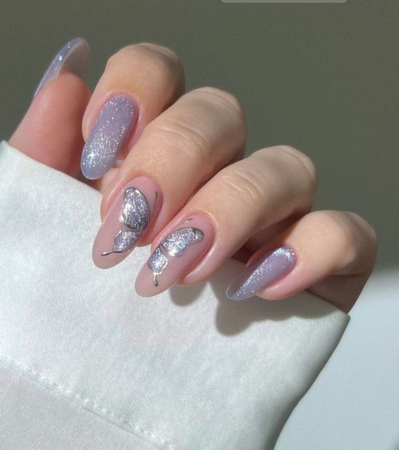 Sheer Nude Butterfly Shimmer Nails Sheer Nude Butterfly Shimmer Nails — Y2K Nails 2027