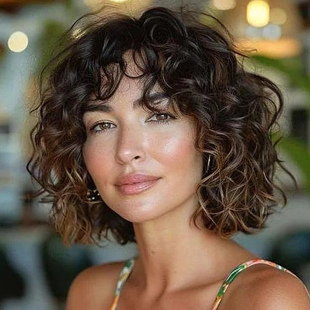 Layered Collarbone Bob With Loose Curls Layered Collarbone Bob With Loose Curls — Curly Bob 2027