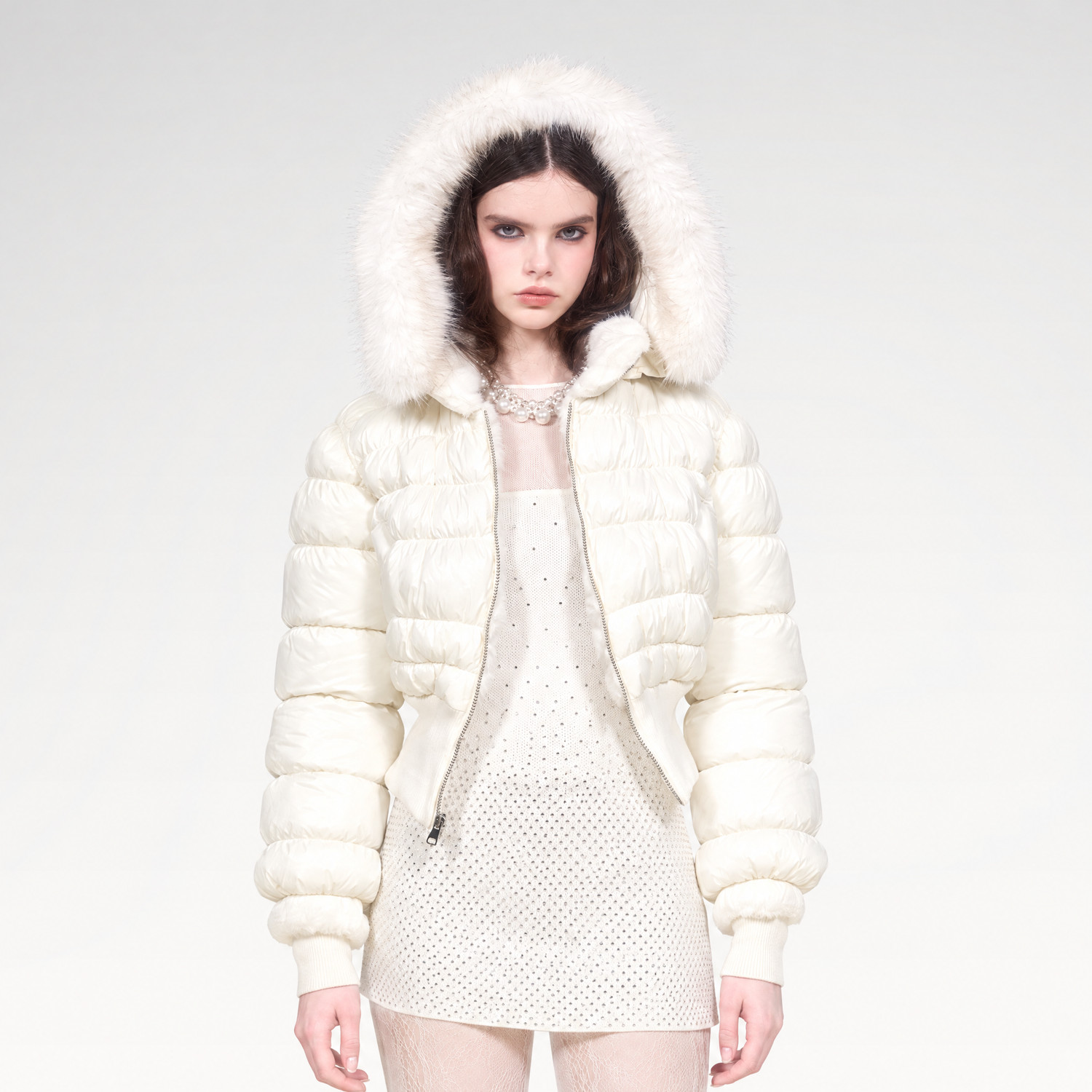 Cropped Puffer with Fur Hood for Evening Casual — Winter Outfits 2027 with Puffer