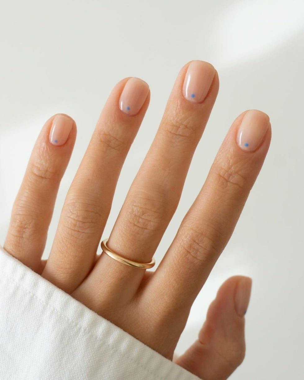 Subtle Blue Dot Round Nails Subtle Blue Dot Round Nails — Short Graduation Nails 2027