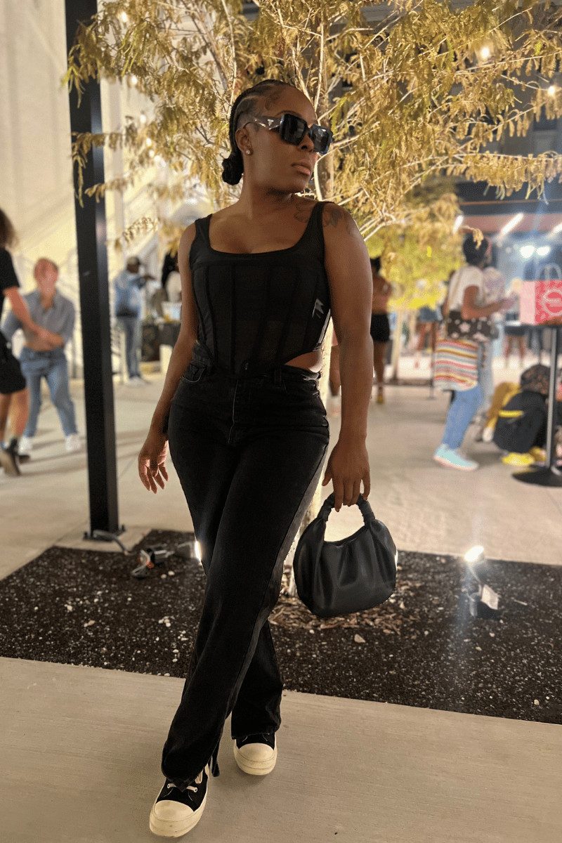 Corset Top with Cutouts and Straight-Leg Trousers Corset Top with Cutouts and Straight-Leg Trousers — Outfits 2027 for Black Women