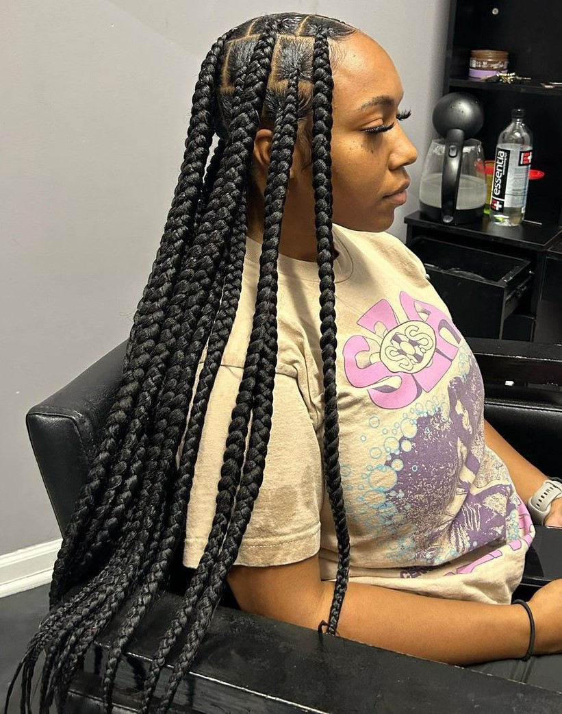 Thick Solid Black Box Braids Thick Solid Black Box Braids — Knotless Braids 2027 for Graduation