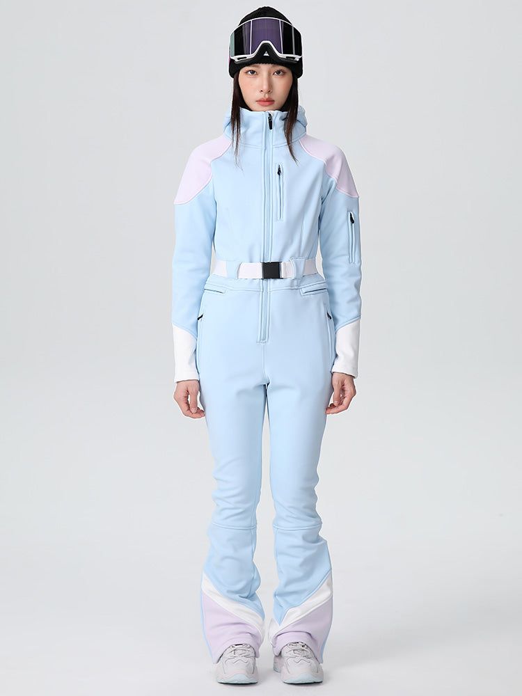 Retro Pastel Color-Blocked Ski Suit with Flared Legs Retro Pastel Color-Blocked Ski Suit with Flared Legs — Ski Outfits for Women 2027