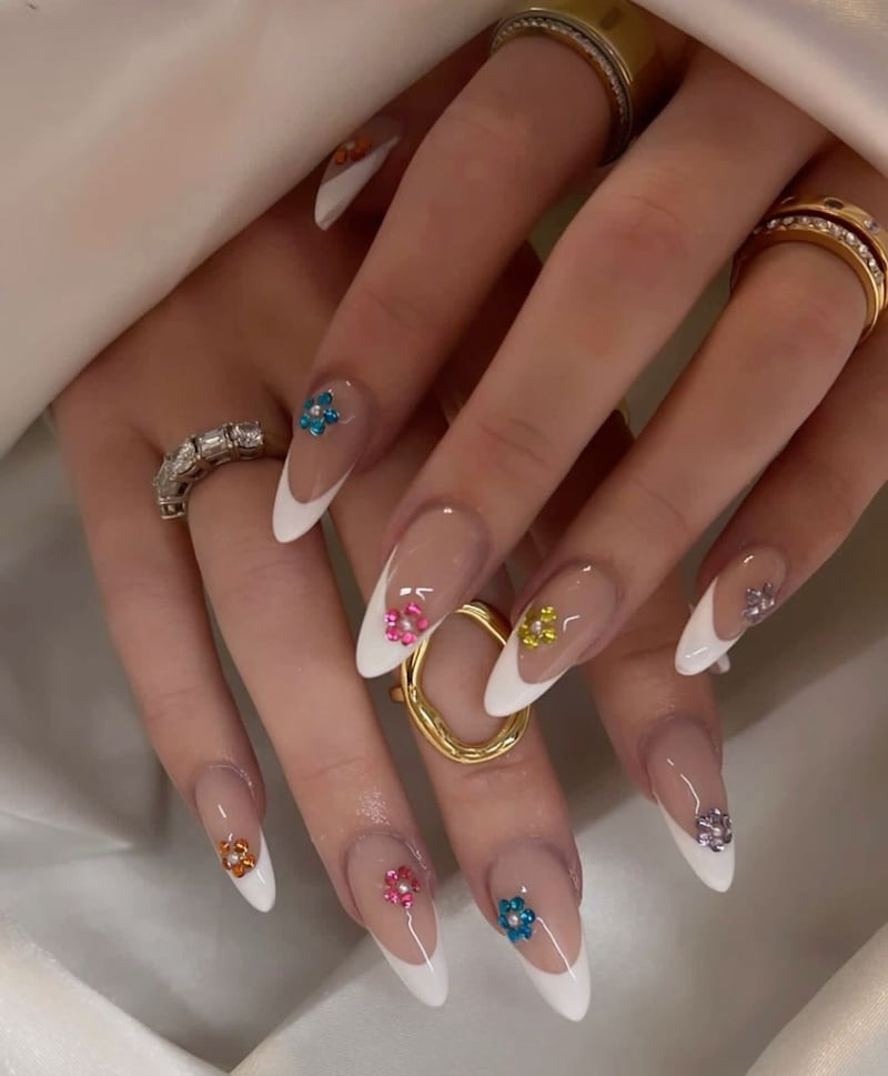 Flower Charm French Tips Flower Charm French Tips — Coachella Nails 2027