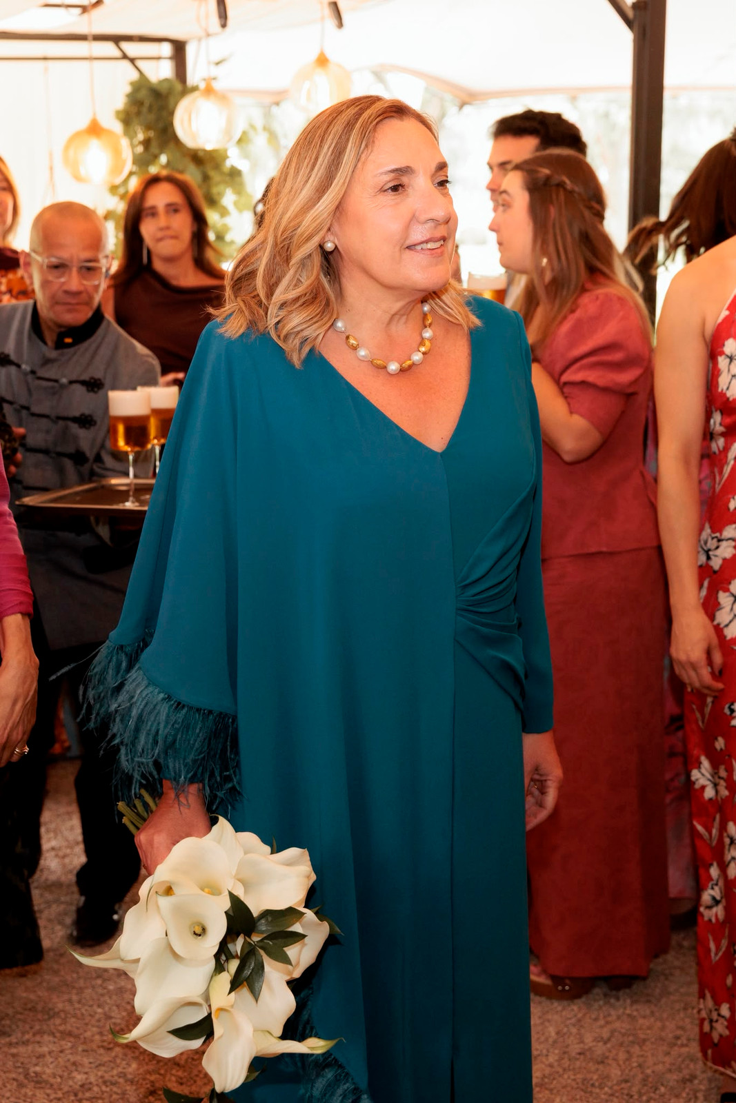 Teal Cape Dress: Feather Trim for Formal Events Teal Cape Dress: Feather Trim for Formal Events — Mothers Day Outfits 2027