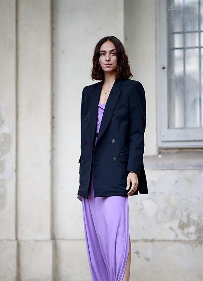 Pinstripe Blazer with Net Skirt and Tie Pinstripe Blazer with Net Skirt and Tie — Winter Navy Outfits 2027
