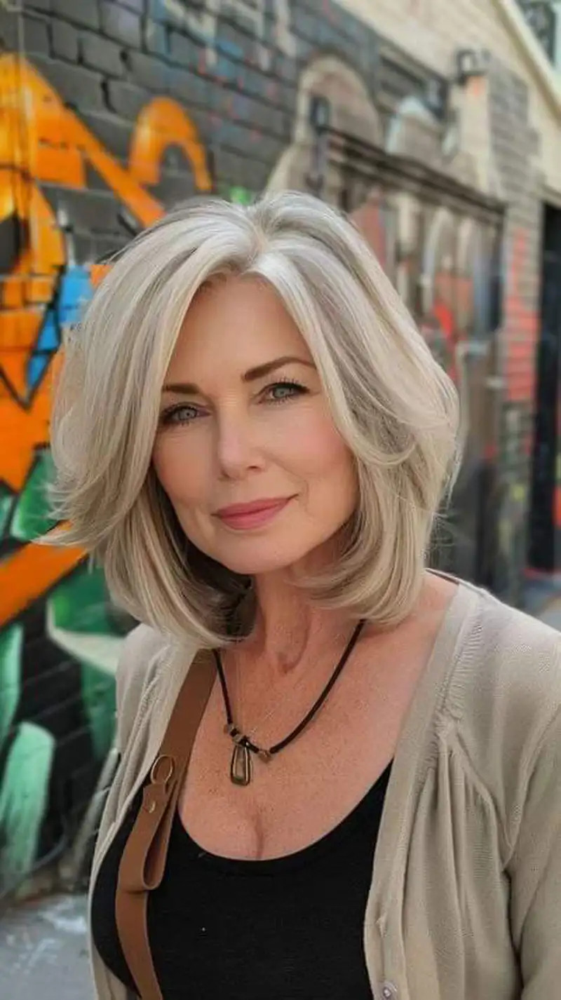 Ash Blonde Lob With Smooth Layers — Bangs 2027 for Women Over 60