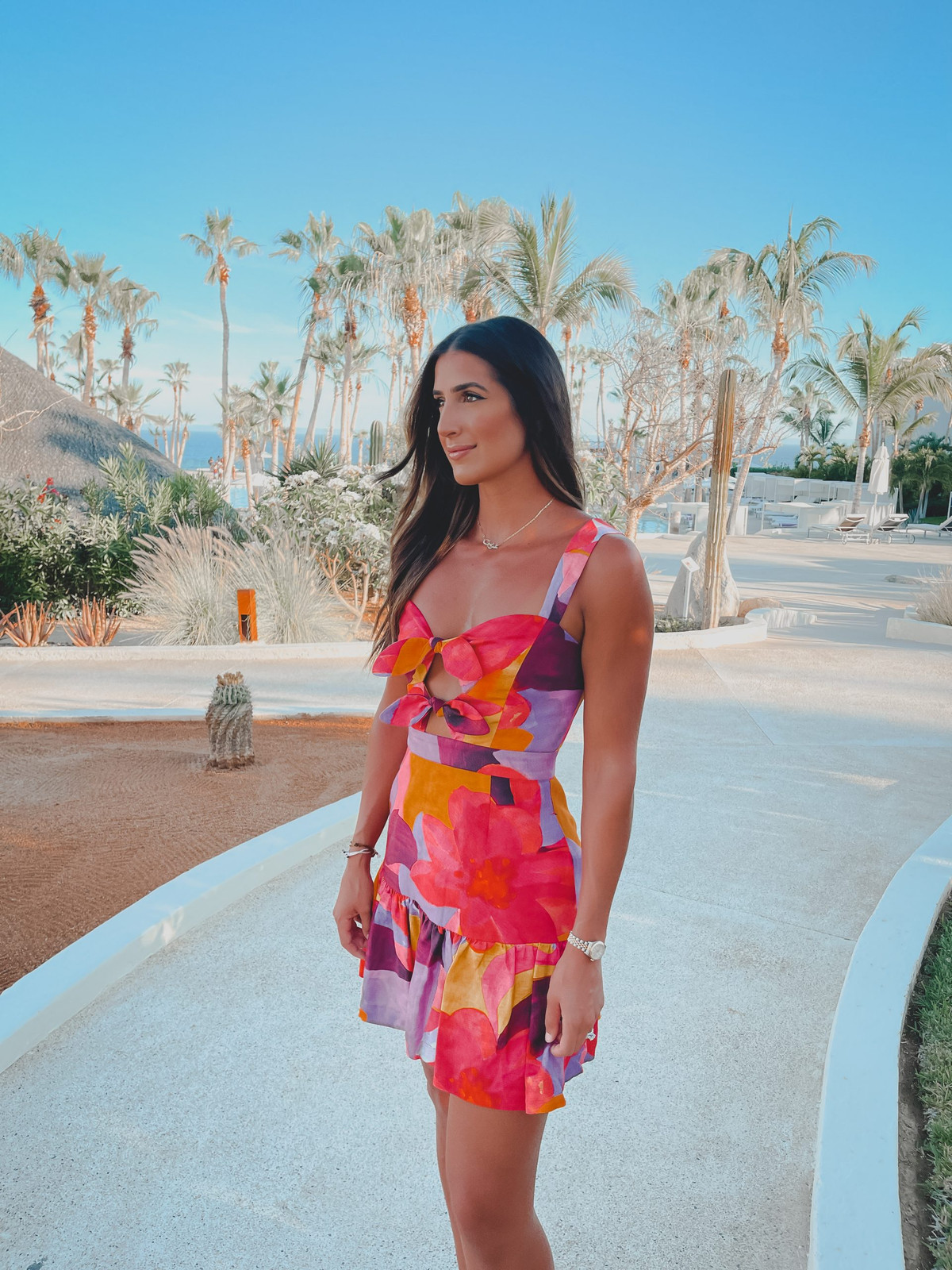 Vibrant Floral Print Mini Dress for Tropical Vibes Vibrant Floral Print Mini Dress for Tropical Vibes — Cabo Outfits 2027