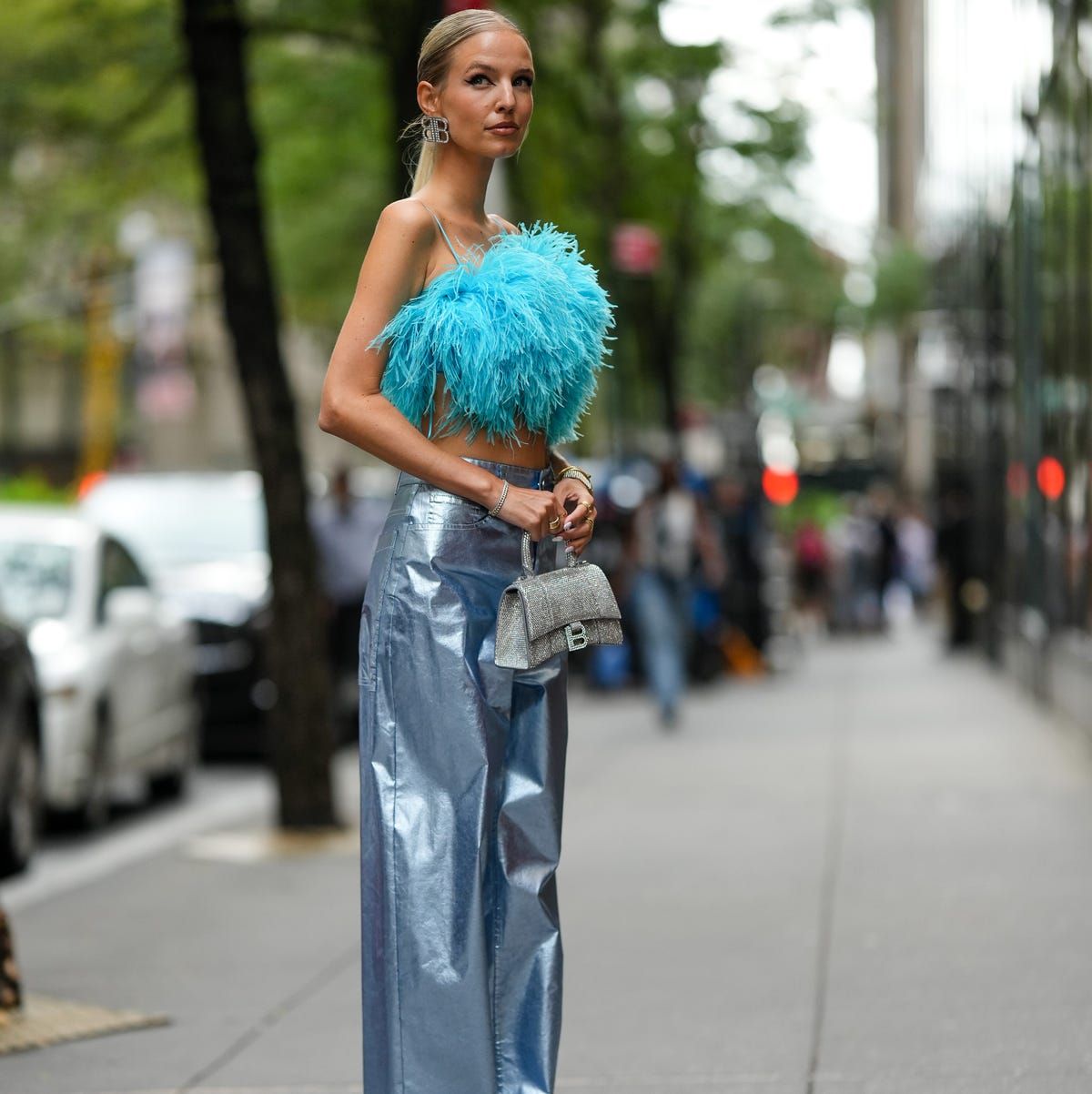 Feathered Crop Top and Silver Pants for a Glamorous Birthday Feathered Crop Top and Silver Pants for a Glamorous Birthday — Birthday Outfits 2027