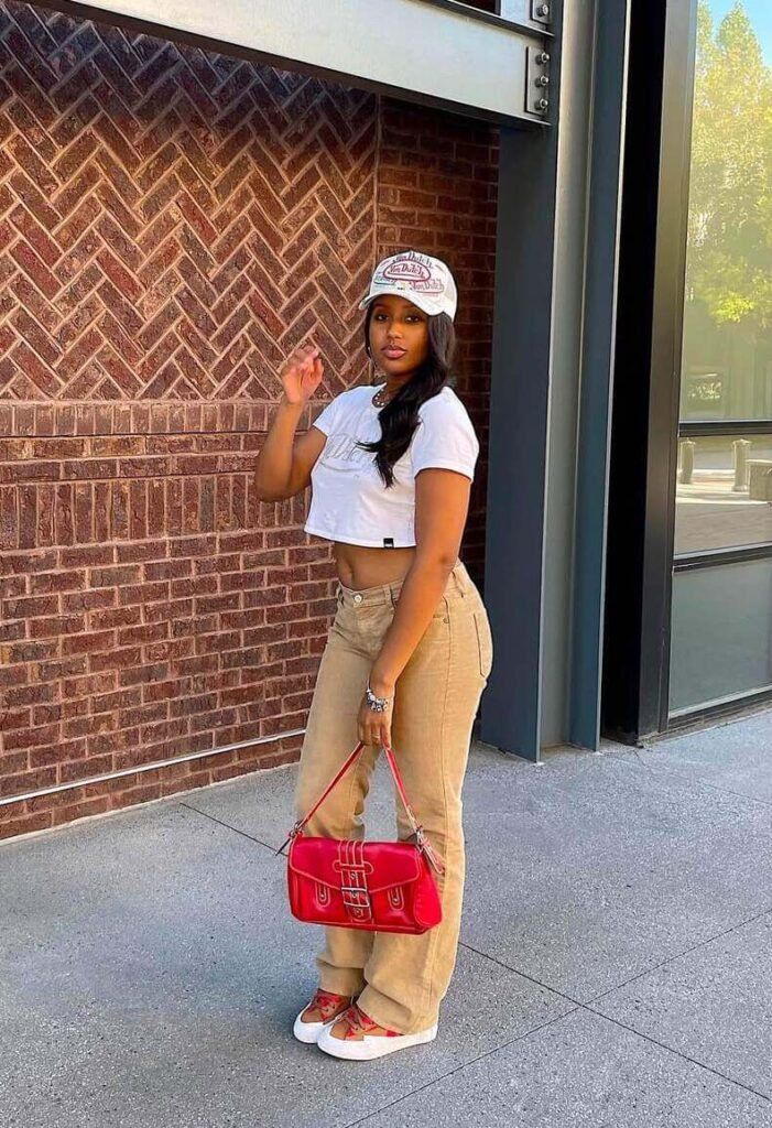 Crop Top and Wide-Leg Corduroy Pants: Y2K Baddie Casual Crop Top and Wide-Leg Corduroy Pants: Y2K Baddie Casual — Baddie Outfits 2027