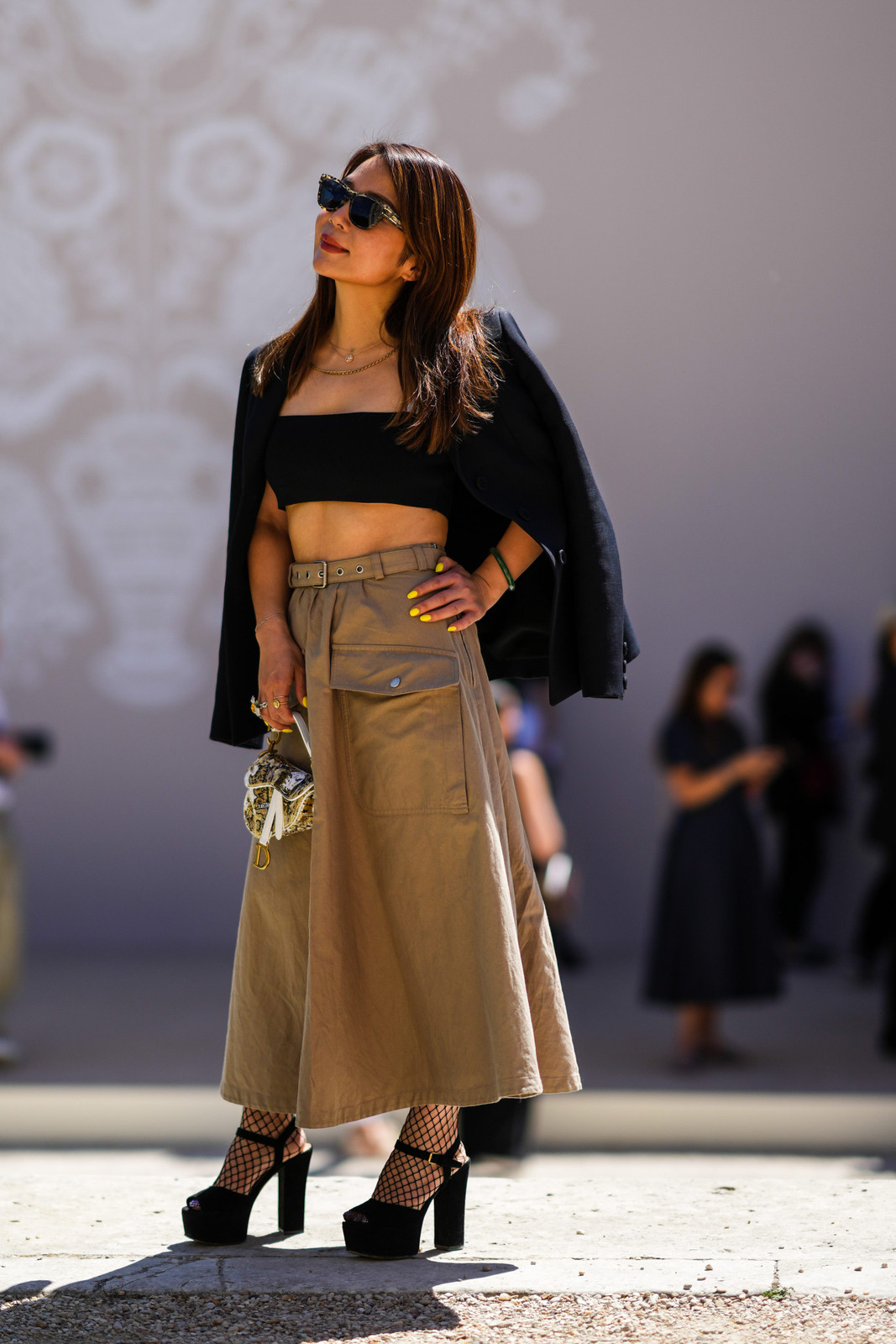 Black Platform Heels With Fishnet Detail Outfit Idea Black Platform Heels With Fishnet Detail Outfit Idea — Cargo Skirt Outfits 2027