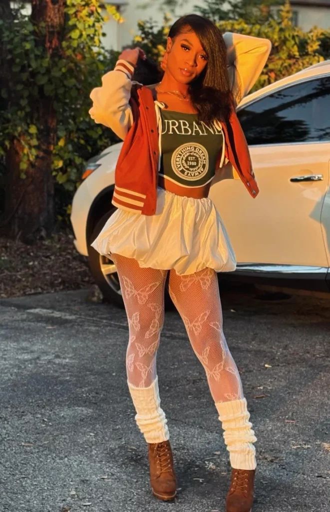 Varsity Jacket and Butterfly Tights: Playful Baddie Streetwear Varsity Jacket and Butterfly Tights: Playful Baddie Streetwear — Baddie Outfits 2027
