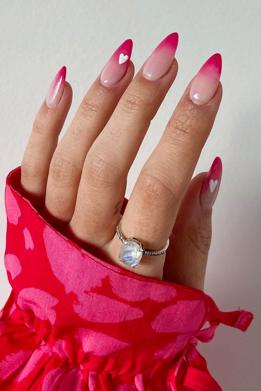 White Heart Gradient Long Almond White Heart Gradient Long Almond — Heart Nails 2027