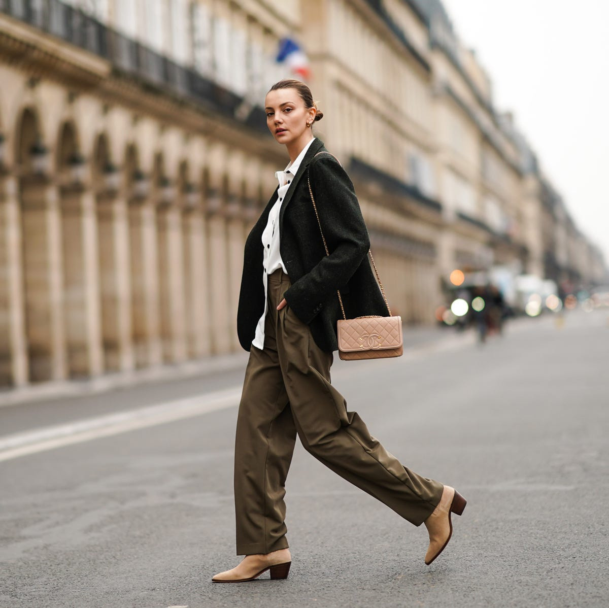Sophisticated Casual: Dark Green Blazer with Satin Trousers Sophisticated Casual: Dark Green Blazer with Satin Trousers — Gothic Romantic Outfits 2027